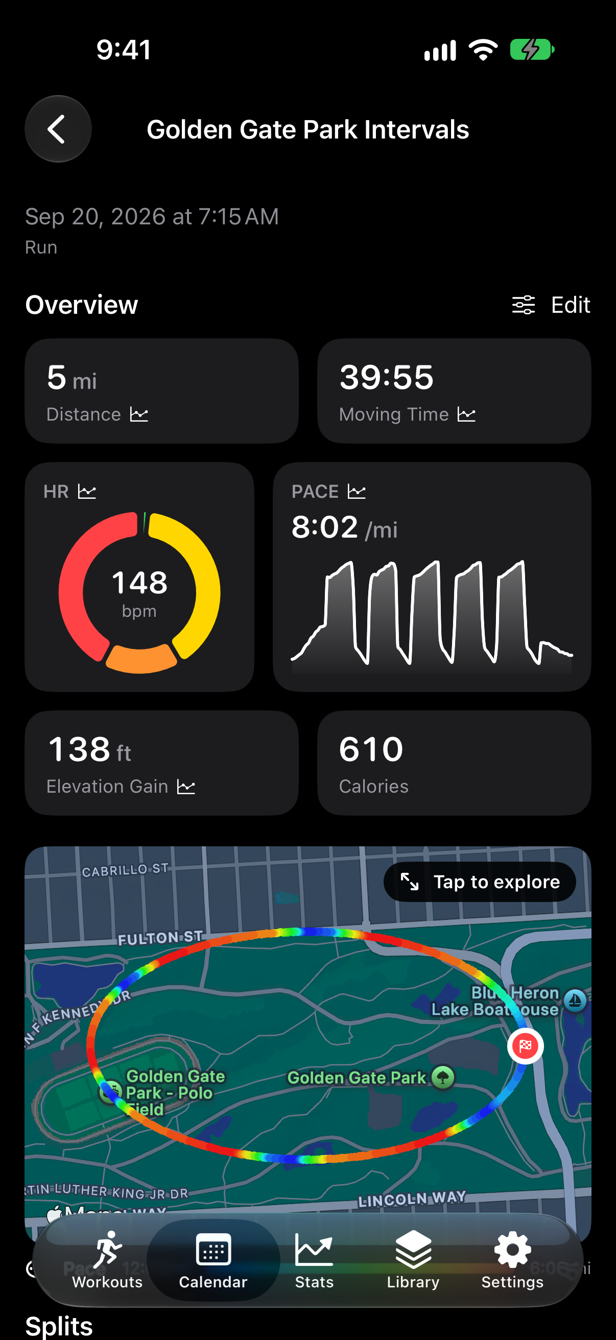 Activity detail with map and charts